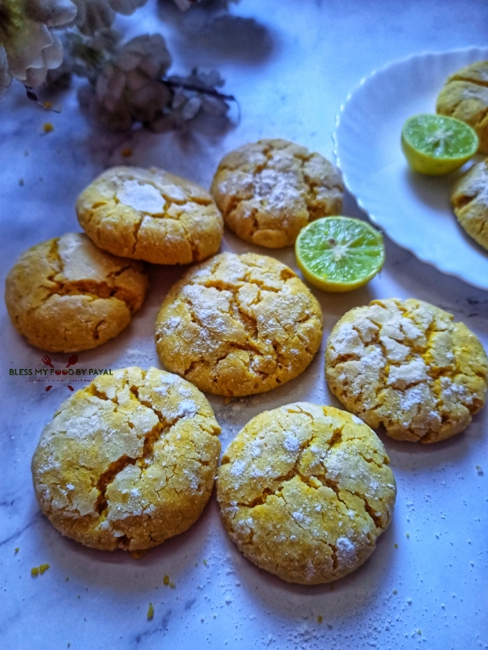 Eggless Lemon Crinkle Cookies Recipe
