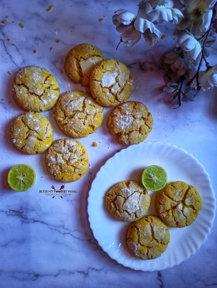 Eggless Lemon Crinkle Cookies Recipe